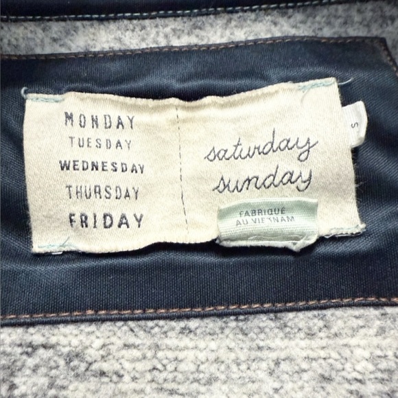 Anthropologie Saturday Sunday Sherpa Fleece Cardigan Jacket S Gray White Cozy - Picture 5 of 8